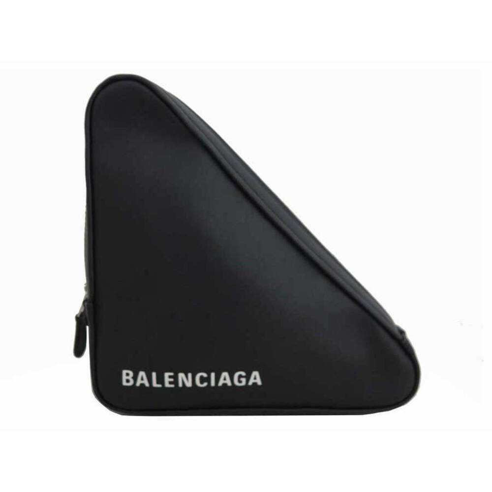 Balenciaga Triangle Bag Black White Leather Clutch Pouch